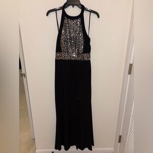 Black Sparkly Halter Long Formal Dress, Size 7